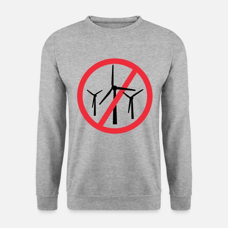 Stopp Windräder, Nein zu Windparks - Unisex Pullover - Weißgrau meliert