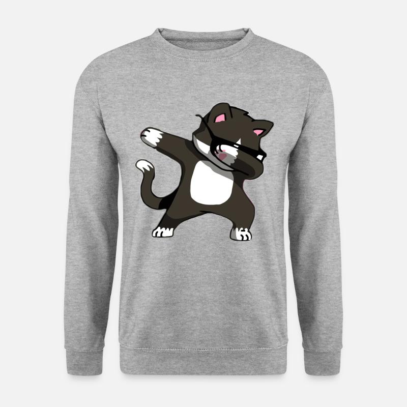 Katze Dab - Unisex Pullover - Weißgrau meliert