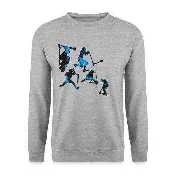 Stuntscooter,Trickscooter,tricks,stunt,e-scooter - Unisex Pullover - Weißgrau meliert - Vorne - Alina (178cm) & Michal (187cm)