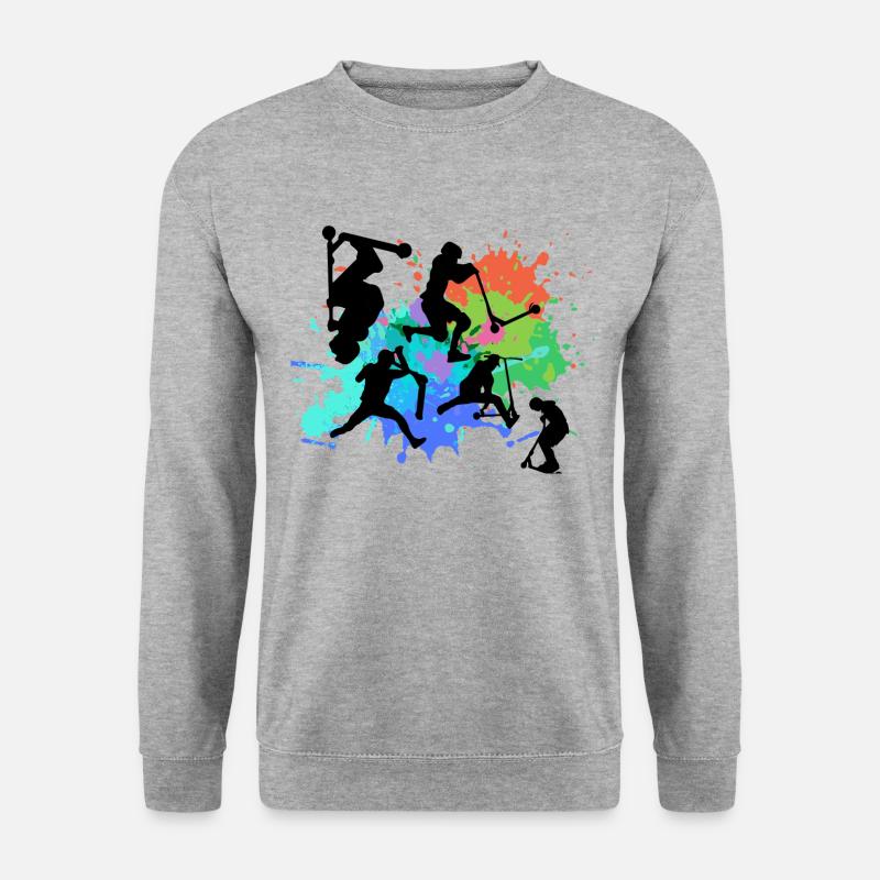 Stuntscooter,Trickscooter,tricks,stunt,e-scooter - Unisex Pullover - Weißgrau meliert
