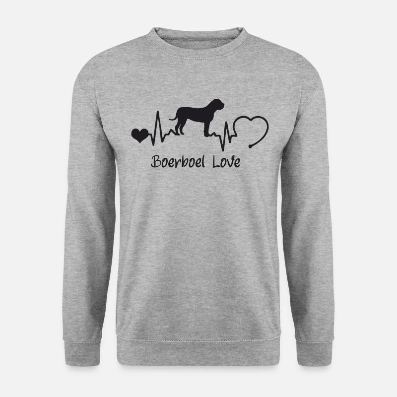 Boerboel mit Herzschlag - Unisex Pullover - Weißgrau meliert