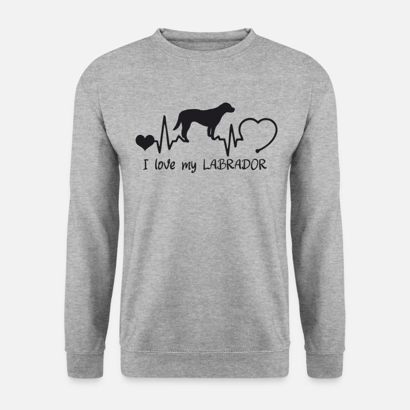 Labrador mit Herzschlag - Unisex Pullover - Weißgrau meliert