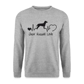 Jack Russell Terrier mit Herzschlag - Unisex Pullover - Weißgrau meliert - Vorne - Alina (178cm) & Michal (187cm)
