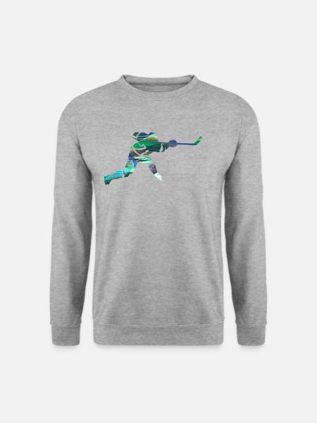 Eishockey, Hockey, Graffiti, bunt, stencil - Unisex Pullover - Weißgrau meliert