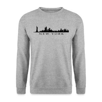 New York - Unisex Pullover - Weißgrau meliert - Vorne - Alina (178cm) & Michal (187cm)