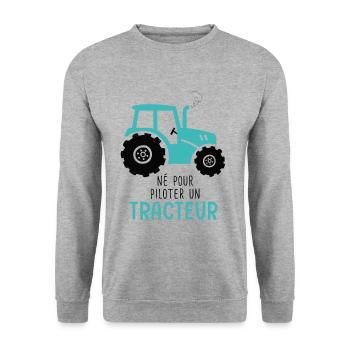Agriculture né pour conduire un tracteur - Sweat-shirt Unisexe - gris chiné - Devant - Alina (178cm) & Michal (187cm)