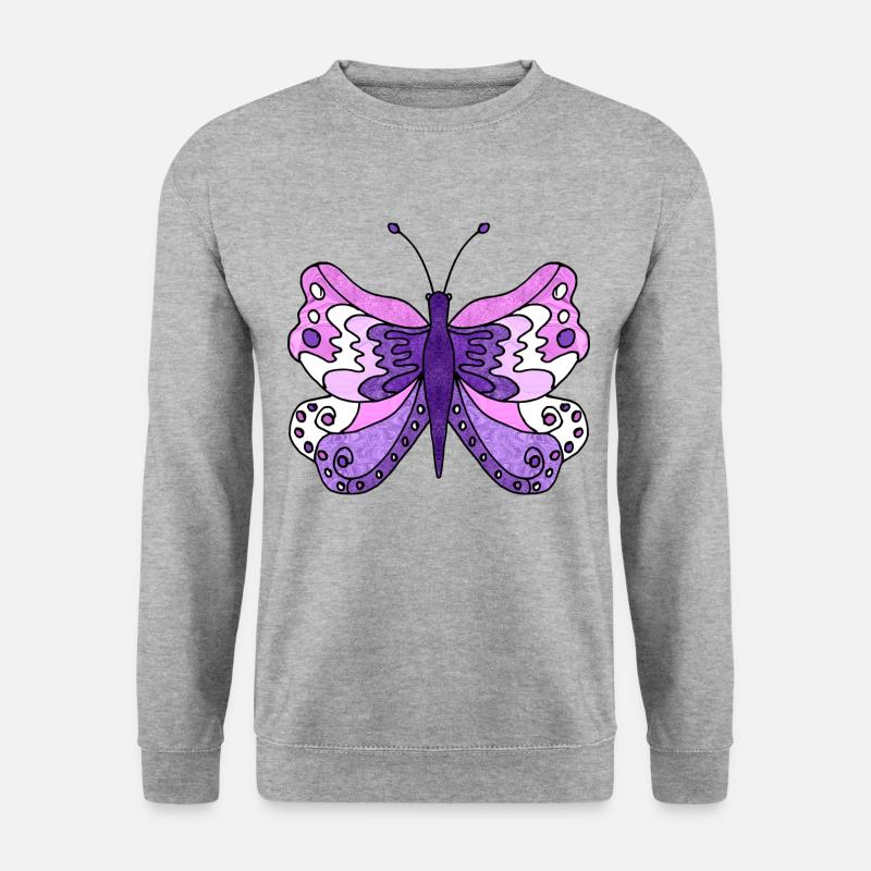 Schmetterling - Unisex Pullover - Weißgrau meliert