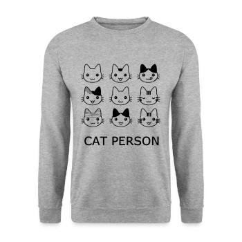 Katze Person - Unisex Pullover - Weißgrau meliert - Vorne - Alina (178cm) & Michal (187cm)
