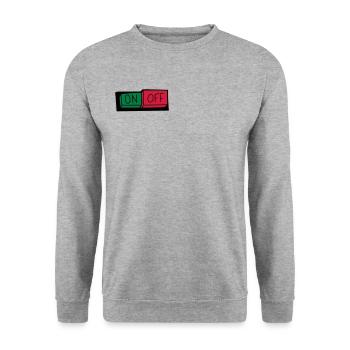 on und off button - Unisex Pullover - Weißgrau meliert - Vorne - Alina (178cm) & Michal (187cm)