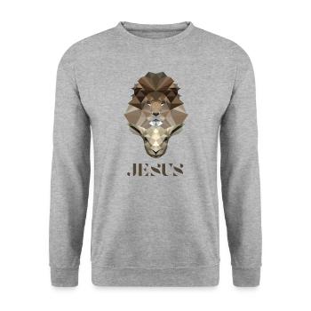 The Lion & The Lamb - Jesus - Poly Design - Unisex Sweatshirt - salt & pepper - Front - Alina (178cm) & Michal (187cm)