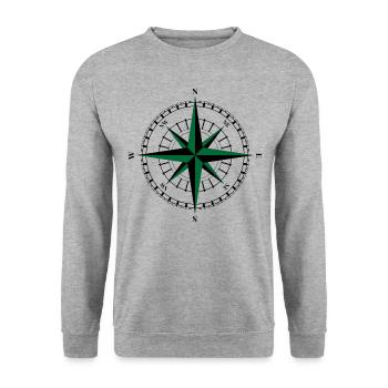 COMPASS WIND ROSE T-SHIRT HIKING SAILER - Unisex Sweatshirt - salt & pepper - Front - Alina (178cm) & Michal (187cm)