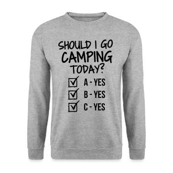 Should I go camping today? - Unisex Sweatshirt - salt & pepper - Front - Alina (178cm) & Michal (187cm)