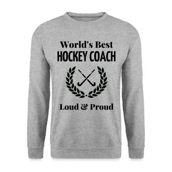 Der beste Eishockeytrainer der Welt - Unisex Pullover - Weißgrau meliert - Vorne - Alina (178cm) & Michal (187cm)