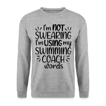 Ich schwöre nicht, dass ich die Worte meines Schwimmtrainers verwende - Unisex Pullover - Weißgrau meliert - Vorne - Alina (178cm) & Michal (187cm)