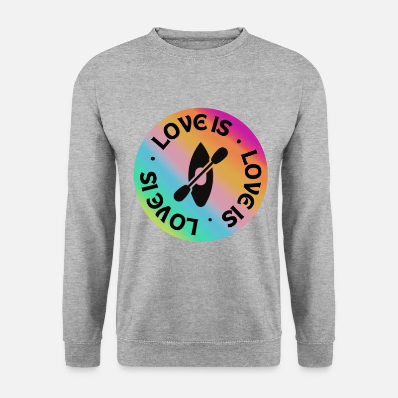 Kajakfahren: Liebe ist. - Unisex Pullover - Weißgrau meliert
