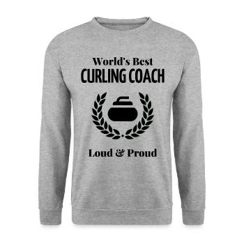 Der beste Curling-Trainer der Welt. - Unisex Pullover - Weißgrau meliert - Vorne - Alina (178cm) & Michal (187cm)