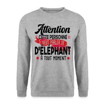 Éléphant Animal Dumbo Cadeau Humour Safari Trompe - Sweat-shirt Unisexe - gris chiné - Devant - Alina (178cm) & Michal (187cm)