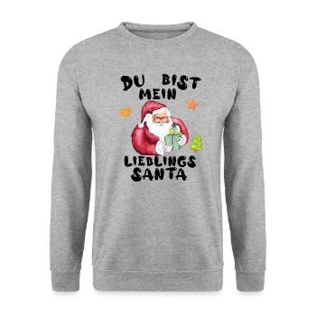 Lieblings Santa - Unisex Pullover - Weißgrau meliert - Vorne - Alina (178cm) & Michal (187cm)