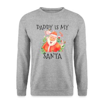 Daddy is my santa xmas present - Unisex Pullover - Weißgrau meliert - Vorne - Alina (178cm) & Michal (187cm)