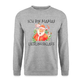 Ich bin Mamas Lieblingsklaus - Unisex Pullover - Weißgrau meliert - Vorne - Alina (178cm) & Michal (187cm)