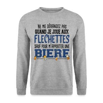 Fléchettes Bière Alcool Apéro Jeu Cadeau Humour - Sweat-shirt Unisexe - gris chiné - Devant - Alina (178cm) & Michal (187cm)