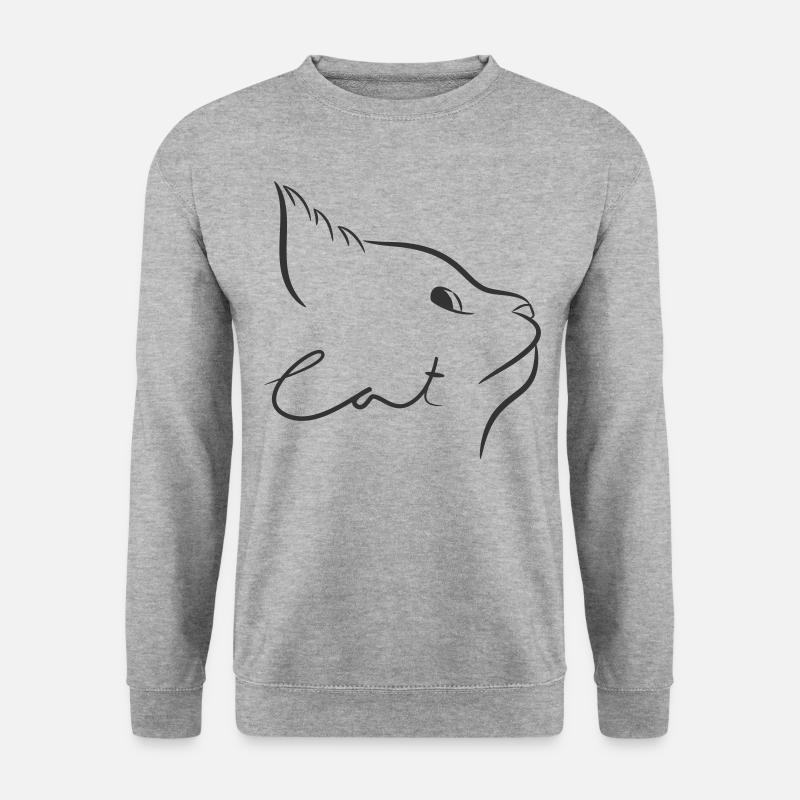 Katze - Unisex Pullover - Weißgrau meliert