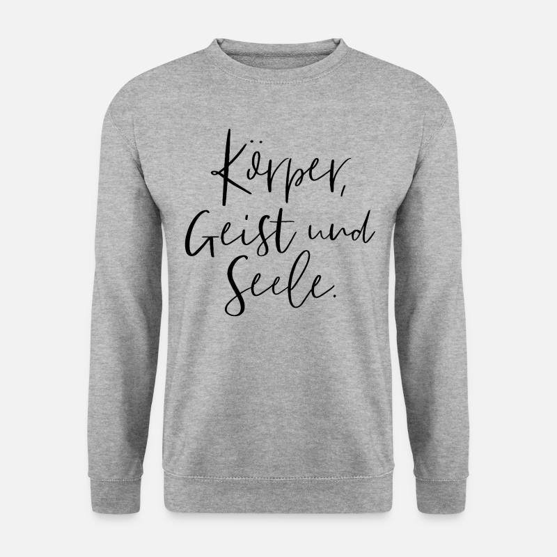 Körper, Geist und Seele - Unisex Pullover - Weißgrau meliert