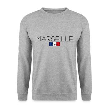 MARSEILLE FRANCE HOLIDAY SUMMER PARTY (b) - Unisex Sweatshirt - salt & pepper - Front - Alina (178cm) & Michal (187cm)
