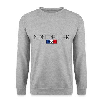MONTPELLIER FRANKREICH URLAUB SOMMER PARTY (b) - Unisex Pullover - Weißgrau meliert - Vorne - Alina (178cm) & Michal (187cm)