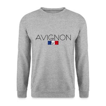 AVIGNON FRANCE HOLIDAY SUMMER PARTY (b) - Sweat-shirt Unisexe - gris chiné - Devant - Alina (178cm) & Michal (187cm)