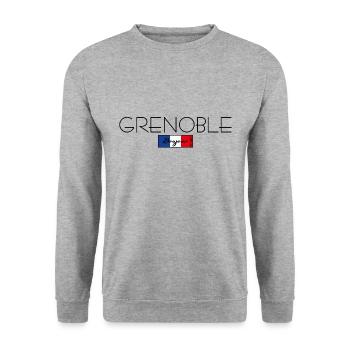 GRENOBLE FRANCE HOLIDAY SUMMER PARTY (b) - Unisex Sweatshirt - salt & pepper - Front - Alina (178cm) & Michal (187cm)