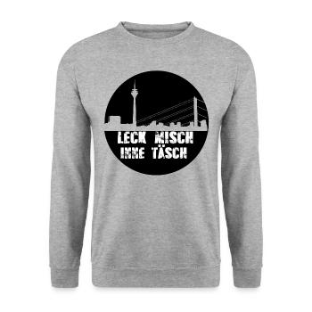 düsseldorf,skyline,kreis,leck mich inne täsch - Unisex Pullover - Weißgrau meliert - Vorne - Alina (178cm) & Michal (187cm)