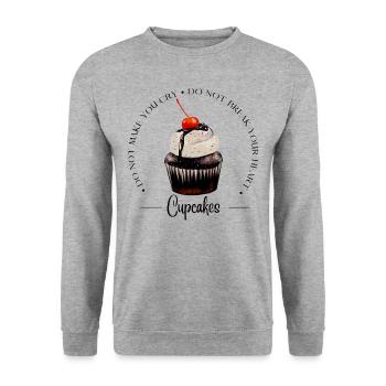 Mignon Cupcake Illustration Cadeau Style Rétro - Sweat-shirt Unisexe - gris chiné - Devant - Alina (178cm) & Michal (187cm)