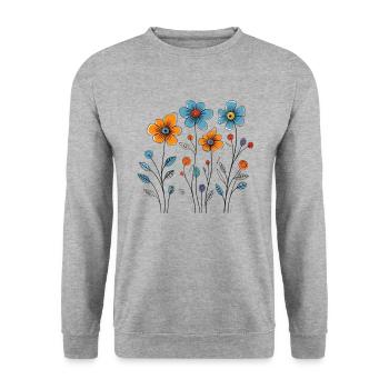 Mélange de fleurs - Sweat-shirt Unisexe - gris chiné - Devant - Alina (178cm) & Michal (187cm)