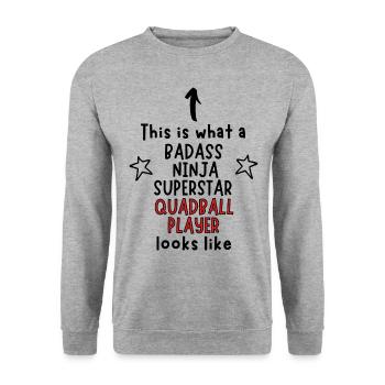Badass, Ninja, Superstar, joueur de quadball - Sweat-shirt Unisexe - gris chiné - Devant - Alina (178cm) & Michal (187cm)
