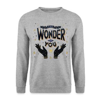 Du bist ein Wunder - Unisex Pullover - Weißgrau meliert - Vorne - Alina (178cm) & Michal (187cm)