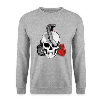 Skull Snake - Skull with snake - Unisex Sweatshirt - salt & pepper - Front - Alina (178cm) & Michal (187cm)