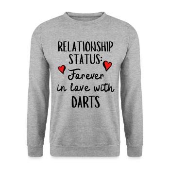 Beziehungsstatus: Für immer verliebt in Darts. - Unisex Pullover - Weißgrau meliert - Vorne - Alina (178cm) & Michal (187cm)