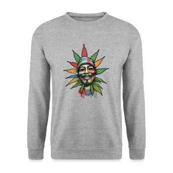 Grinning Greens Das Happy High mit Stil - Unisex Pullover - Weißgrau meliert - Vorne - Alina (178cm) & Michal (187cm)
