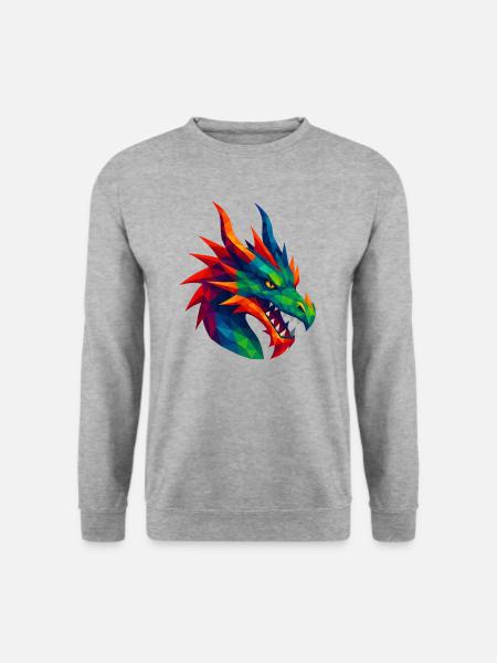 WPAP Stil Tiere - Drache - Unisex Pullover - Weißgrau meliert