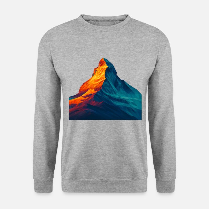 WPAP Stil - Matterhorn, Berg Schweiz - Unisex Pullover - Weißgrau meliert
