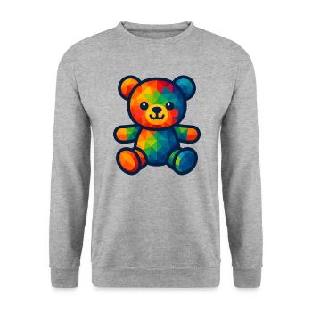 WPAP Polygon Kawaii Style Baby Teddy Bear - Unisex Sweatshirt - salt & pepper - Front - Alina (178cm) & Michal (187cm)
