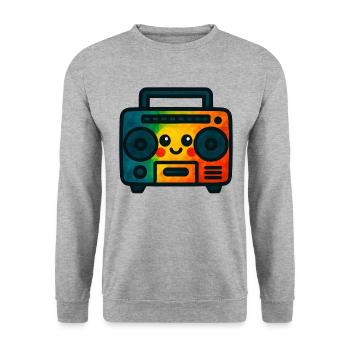 WPAP Polygon Kawaii Stil Spielzeug Kassetten-Deck - Unisex Pullover - Weißgrau meliert - Vorne - Alina (178cm) & Michal (187cm)