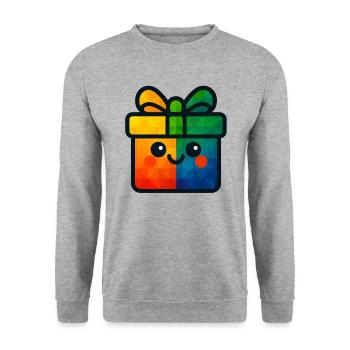 WPAP Polygon Kawaii Stil Baby Spielzeug Geschenk - Unisex Pullover - Weißgrau meliert - Vorne - Alina (178cm) & Michal (187cm)