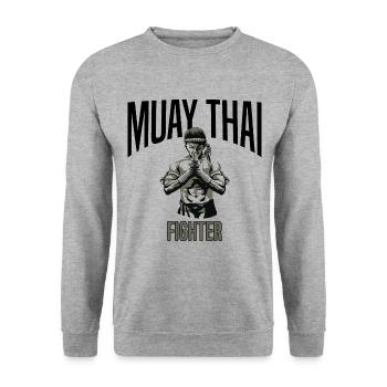 MUAY THAI - Unisex Sweatshirt - salt & pepper - Front - Alina (178cm) & Michal (187cm)