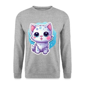"Space Kitty: Floatastic & Adorable!" - Unisex Sweatshirt - salt & pepper - Front - Alina (178cm) & Michal (187cm)