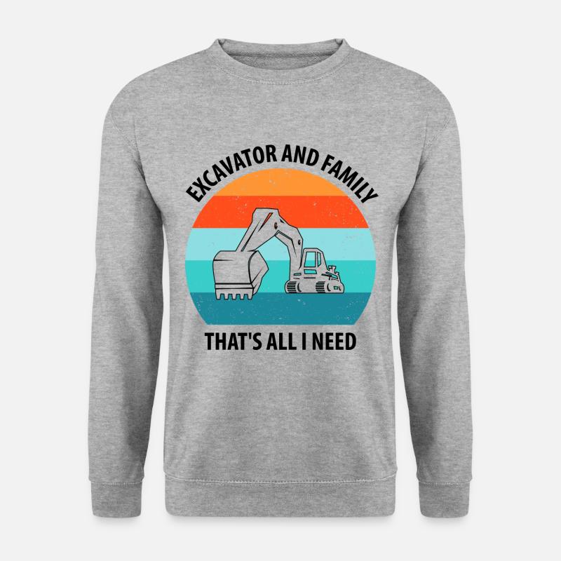 Bagger Baggerfahrer Baggerwagen - Unisex Pullover - Weißgrau meliert