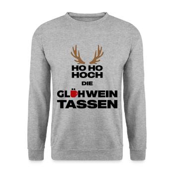 Hoch die Glühweintassen - Unisex Pullover - Weißgrau meliert - Vorne - Alina (178cm) & Michal (187cm)