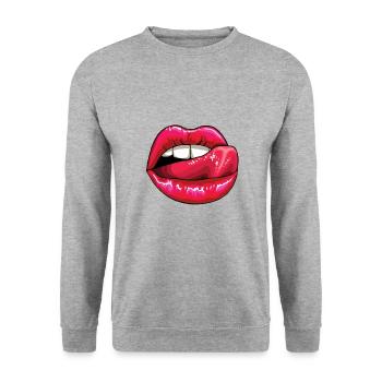 Lèche les lèvres colorées - Sweat-shirt Unisexe - gris chiné - Devant - Alina (178cm) & Michal (187cm)