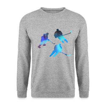 Eiskockey, Hockey, Graffi, bunt - Unisex Sweatshirt - salt & pepper - Front - Alina (178cm) & Michal (187cm)